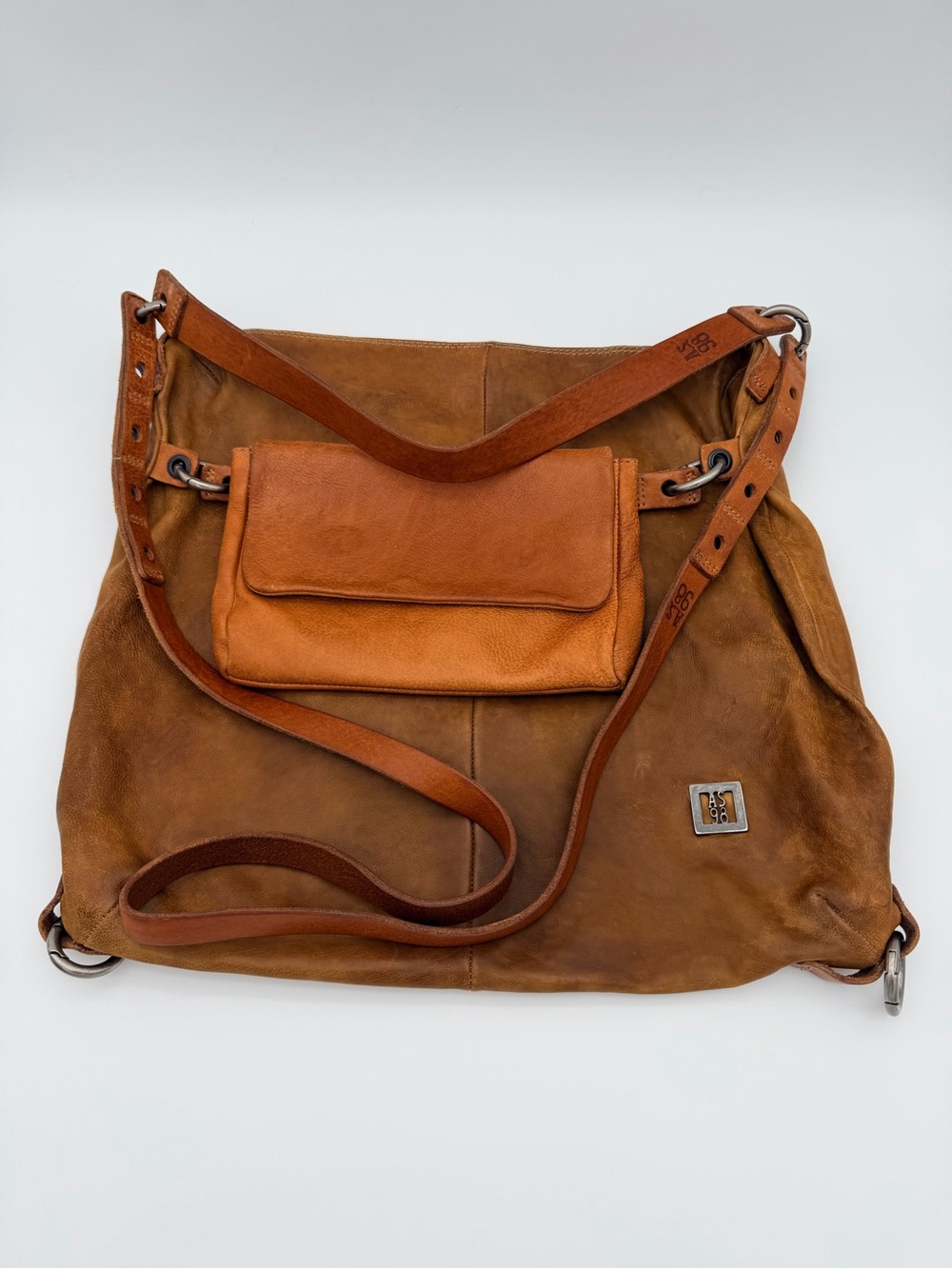 A.S. 98 /Free People Convertible Bag Clutch Backpack Silver Hardware Soft Patina